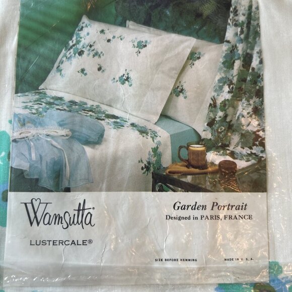 Vtg Wamsutta Lustercale White Garden Portrait 72"x108" Flat Bedsheet Package - Picture 3 of 4